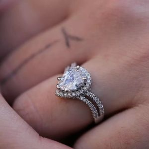 Sterling Silver Pear Simulated Diamond Silver Ring